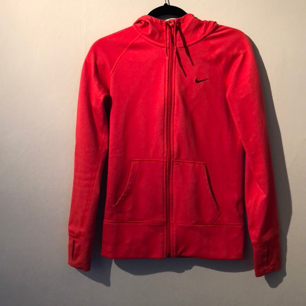 Nike sunset orange-red fleece jacket